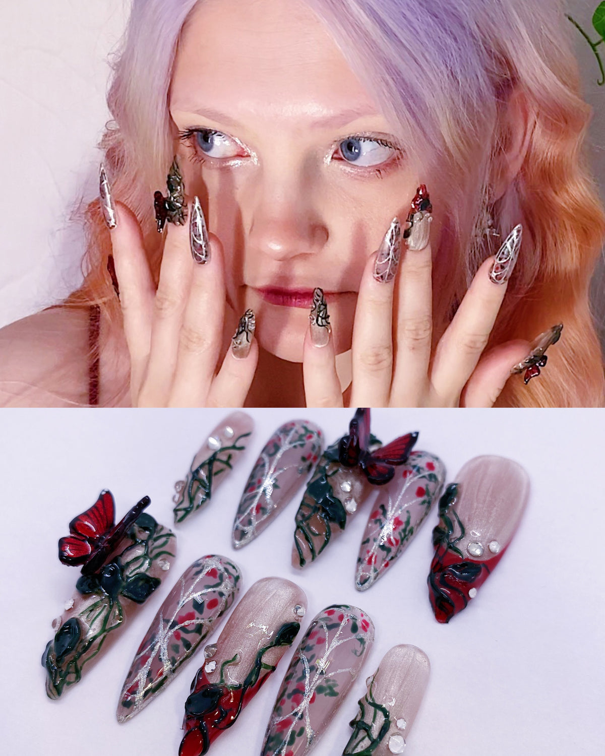 JENNIE Fallen Angel. Set 1 press on nails