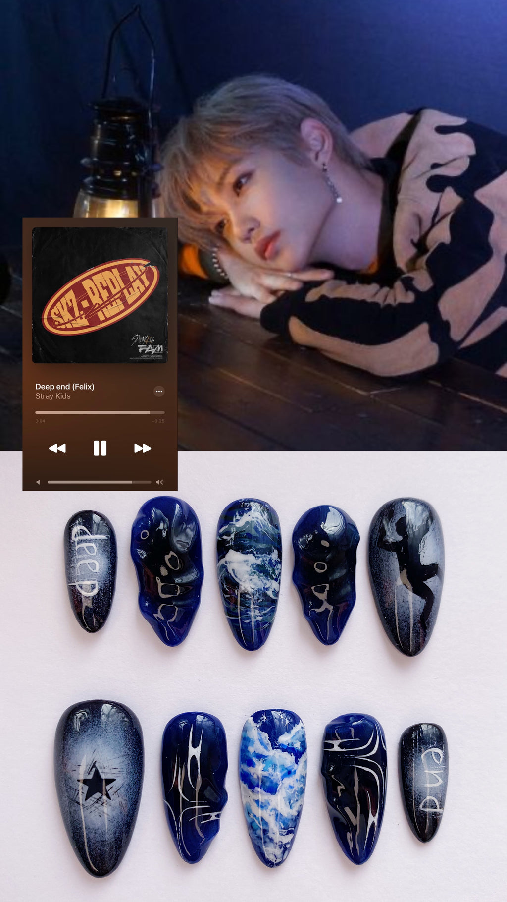 FELIX deep end press on nails(Ready to claim)