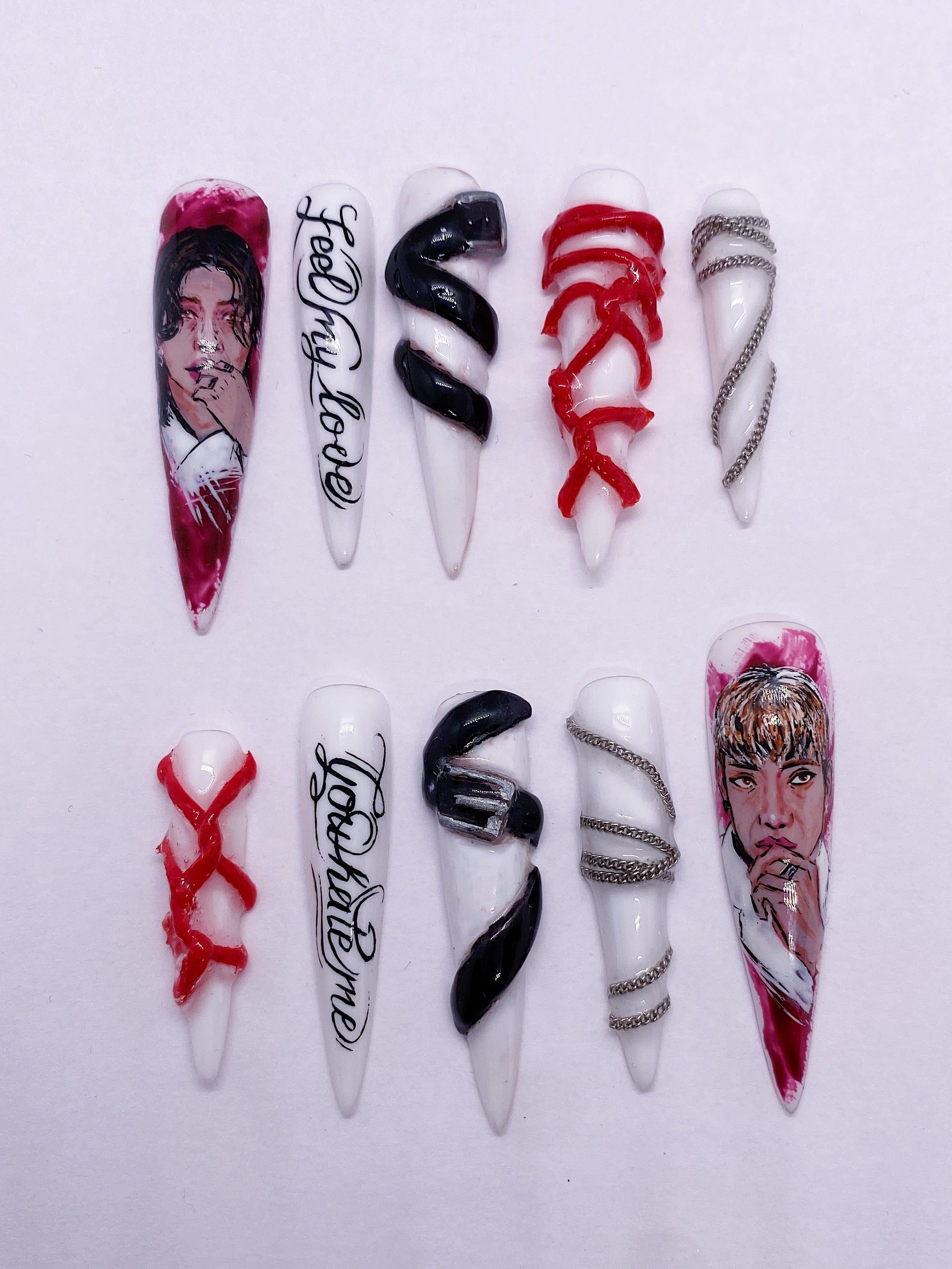 SKZ Red Light press on nails