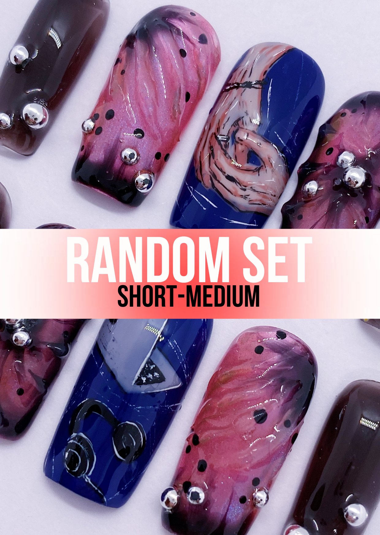 Random nail set SHORT-MEDIUM