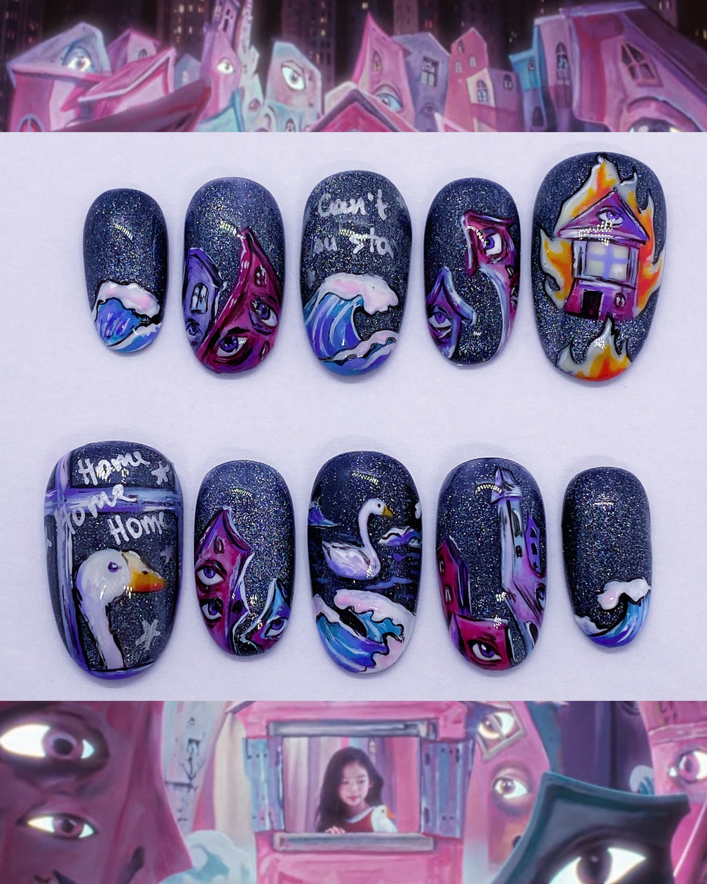 JENNIE Fallen Angel. Set 2 press on nails