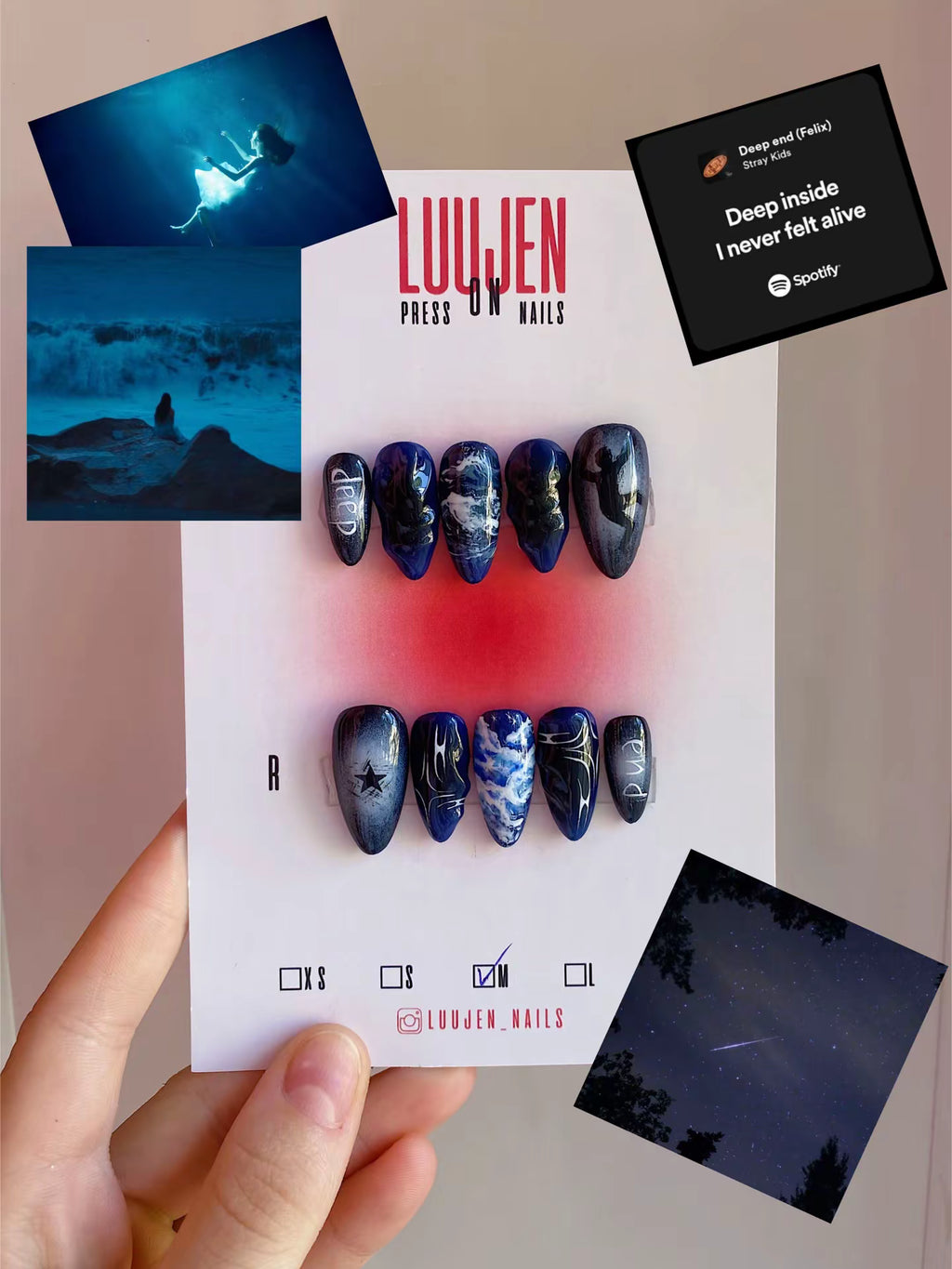 FELIX deep end press on nails(Ready to claim)