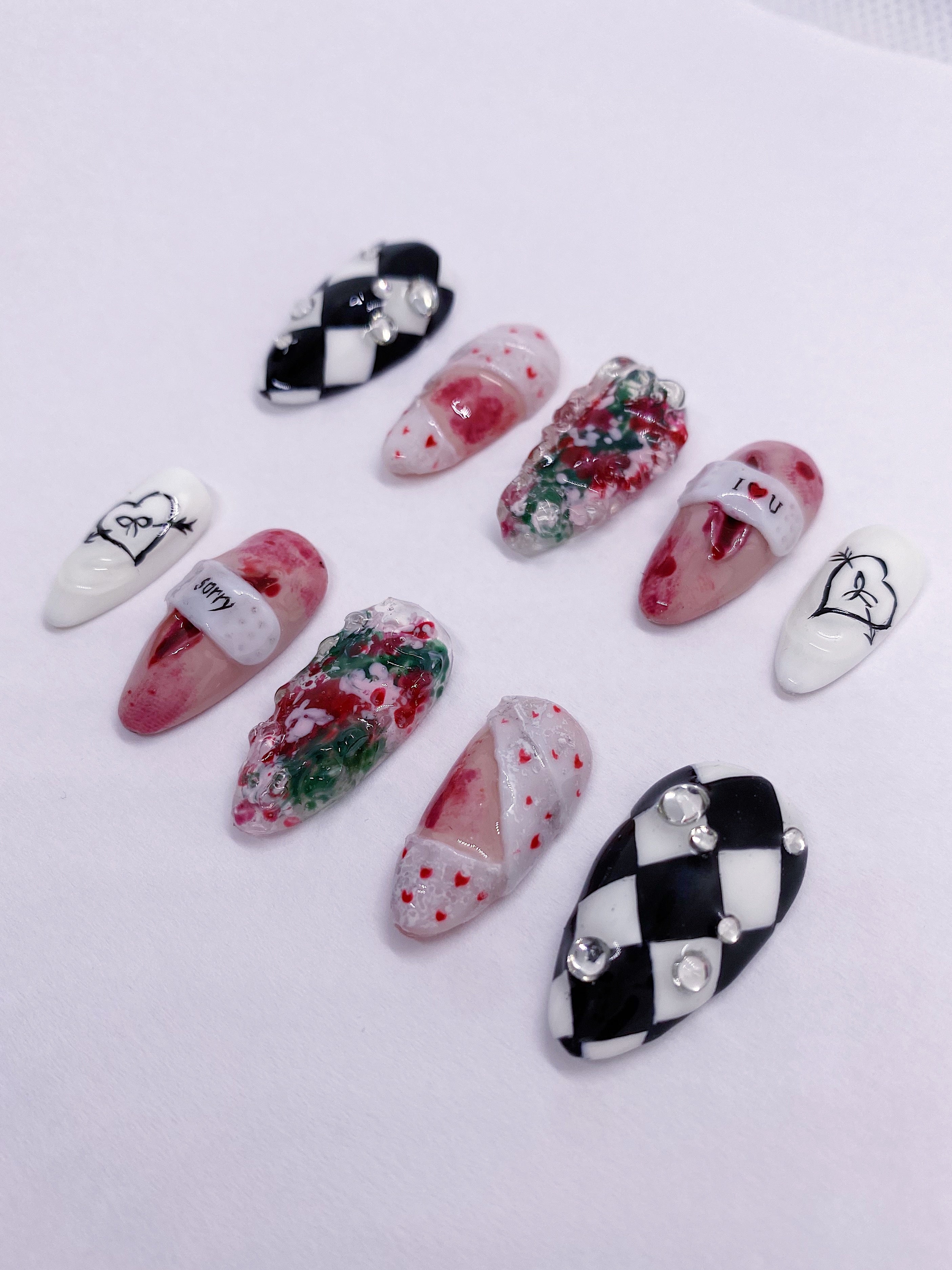 ROSE toxic till the end press on nails