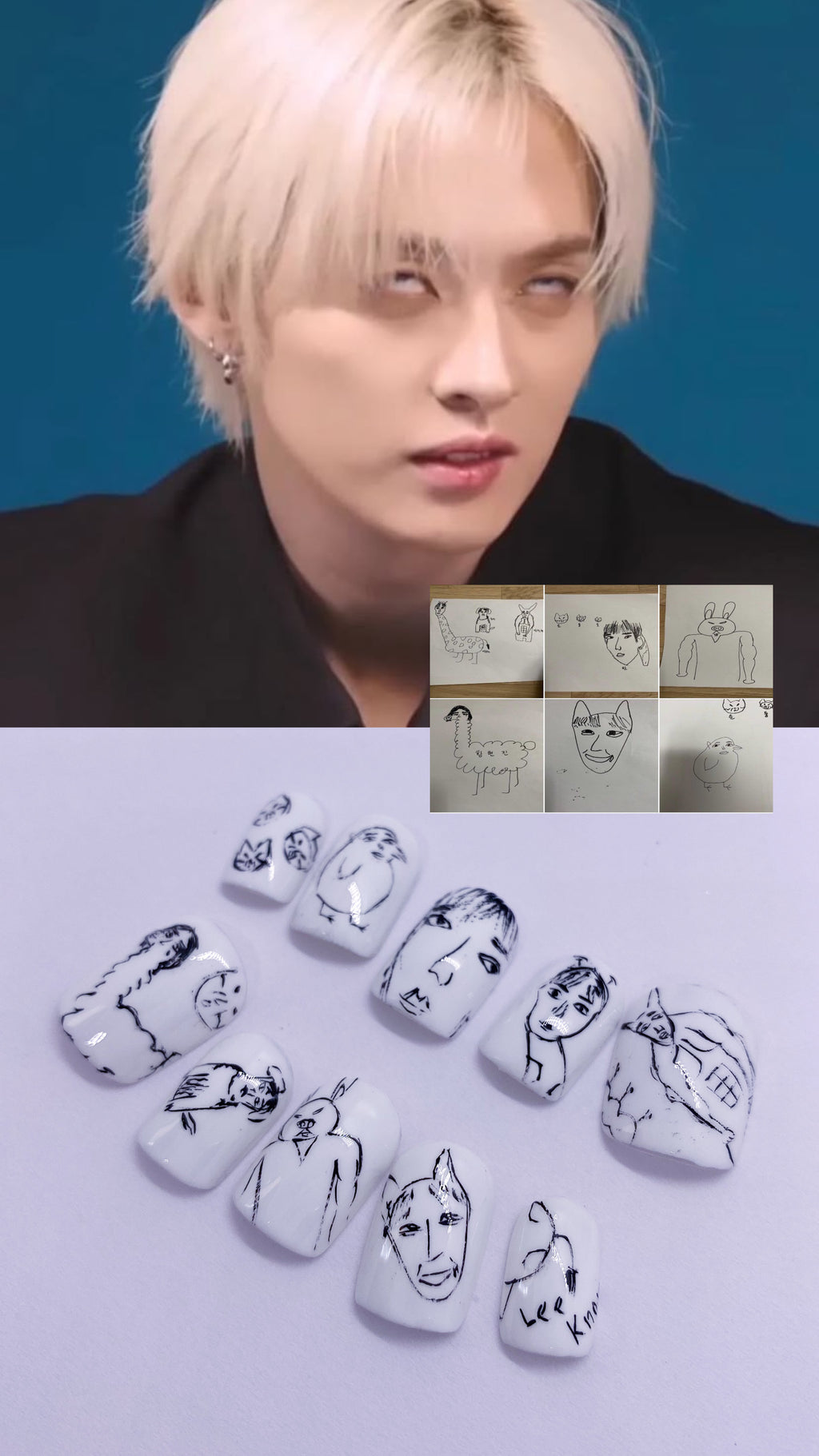 Lee Know’s art recreation press on nails