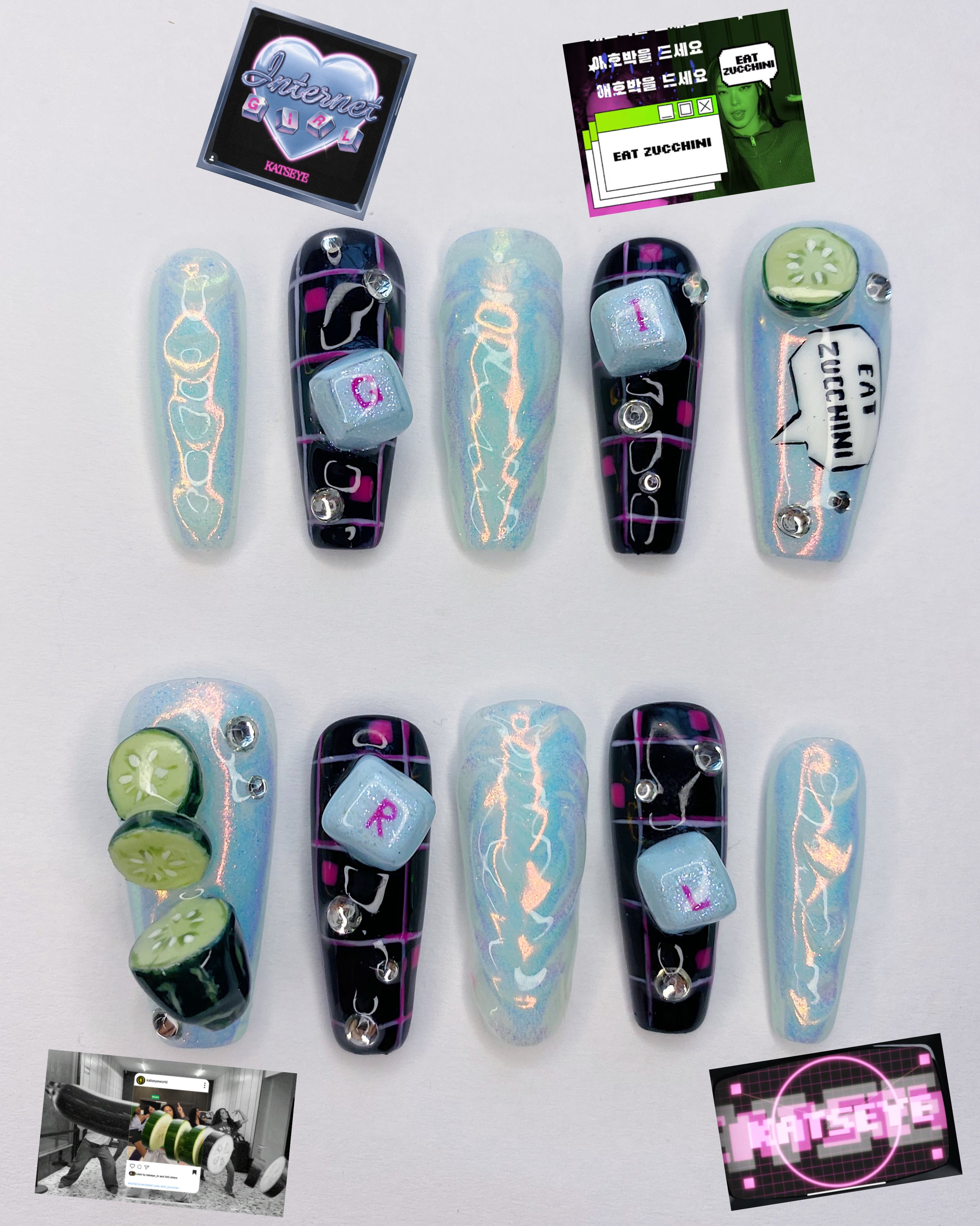 KATSEYE Internet Girl press on nails