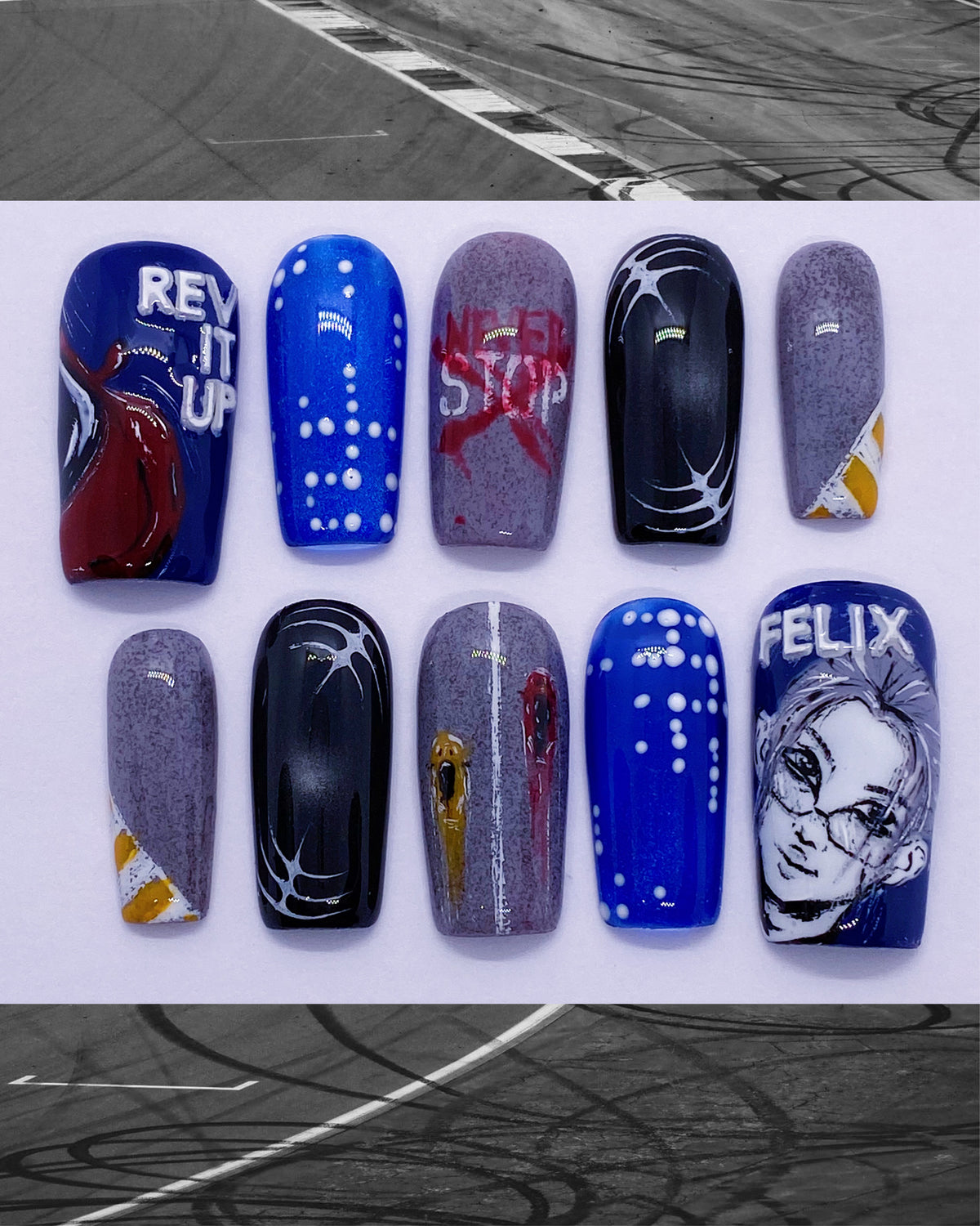 SKZ Felix REV IT UP press on nails