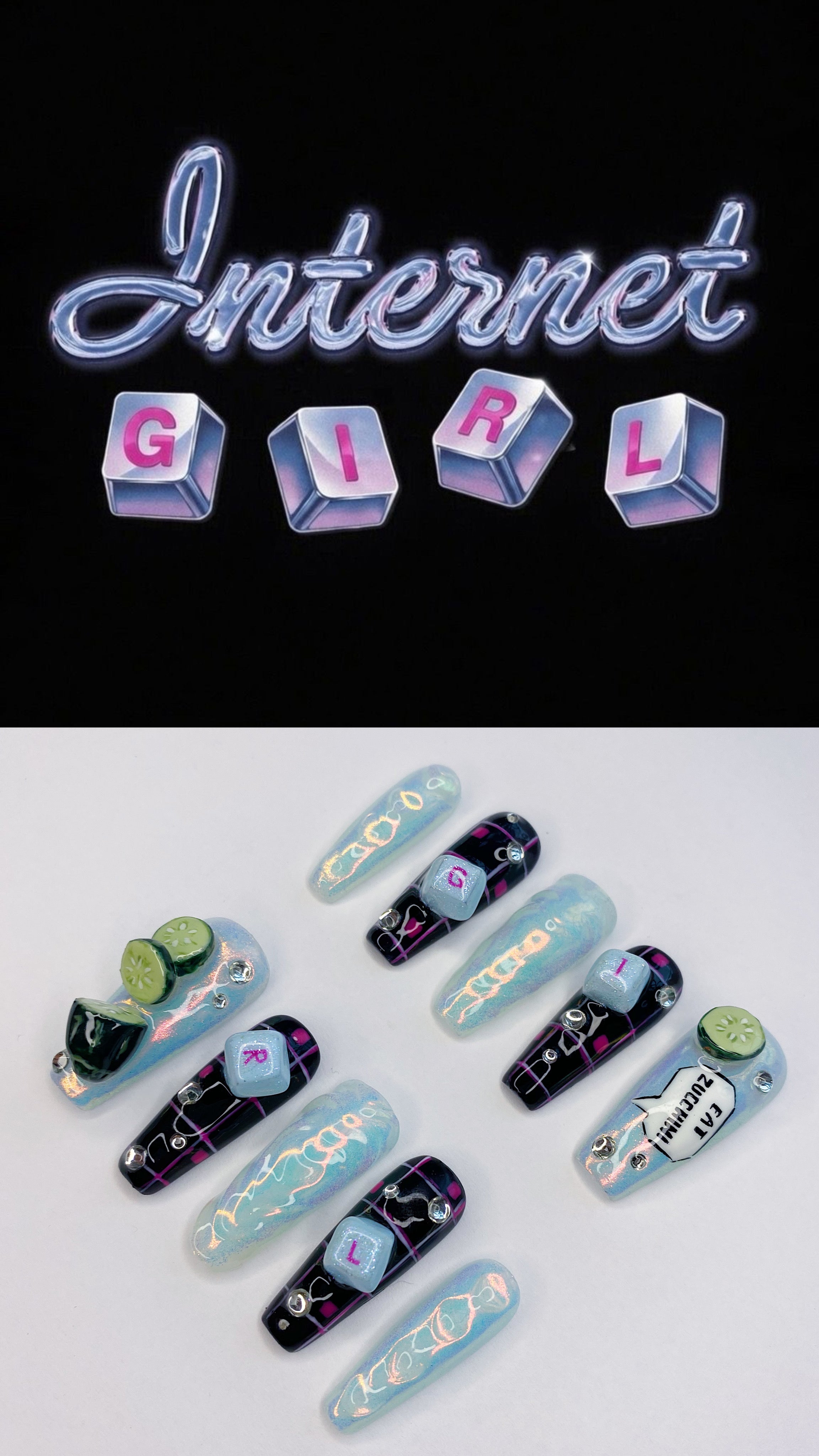 KATSEYE Internet Girl press on nails