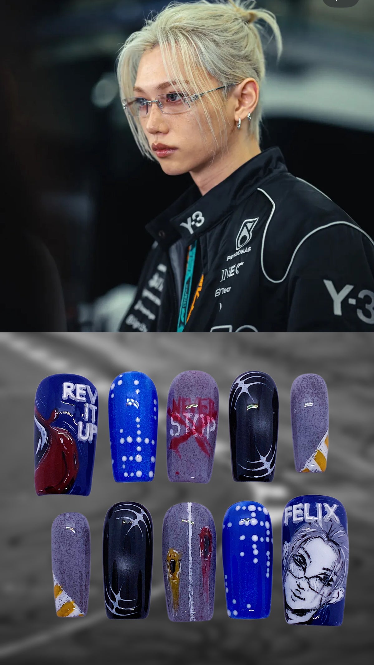 SKZ Felix REV IT UP press on nails