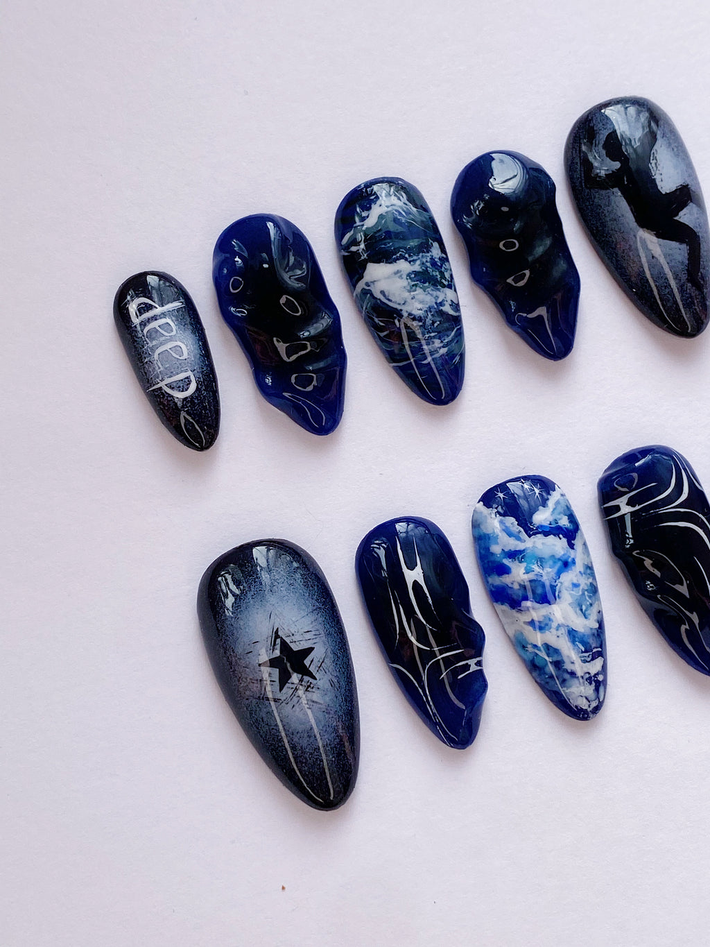 FELIX deep end press on nails(Ready to claim)