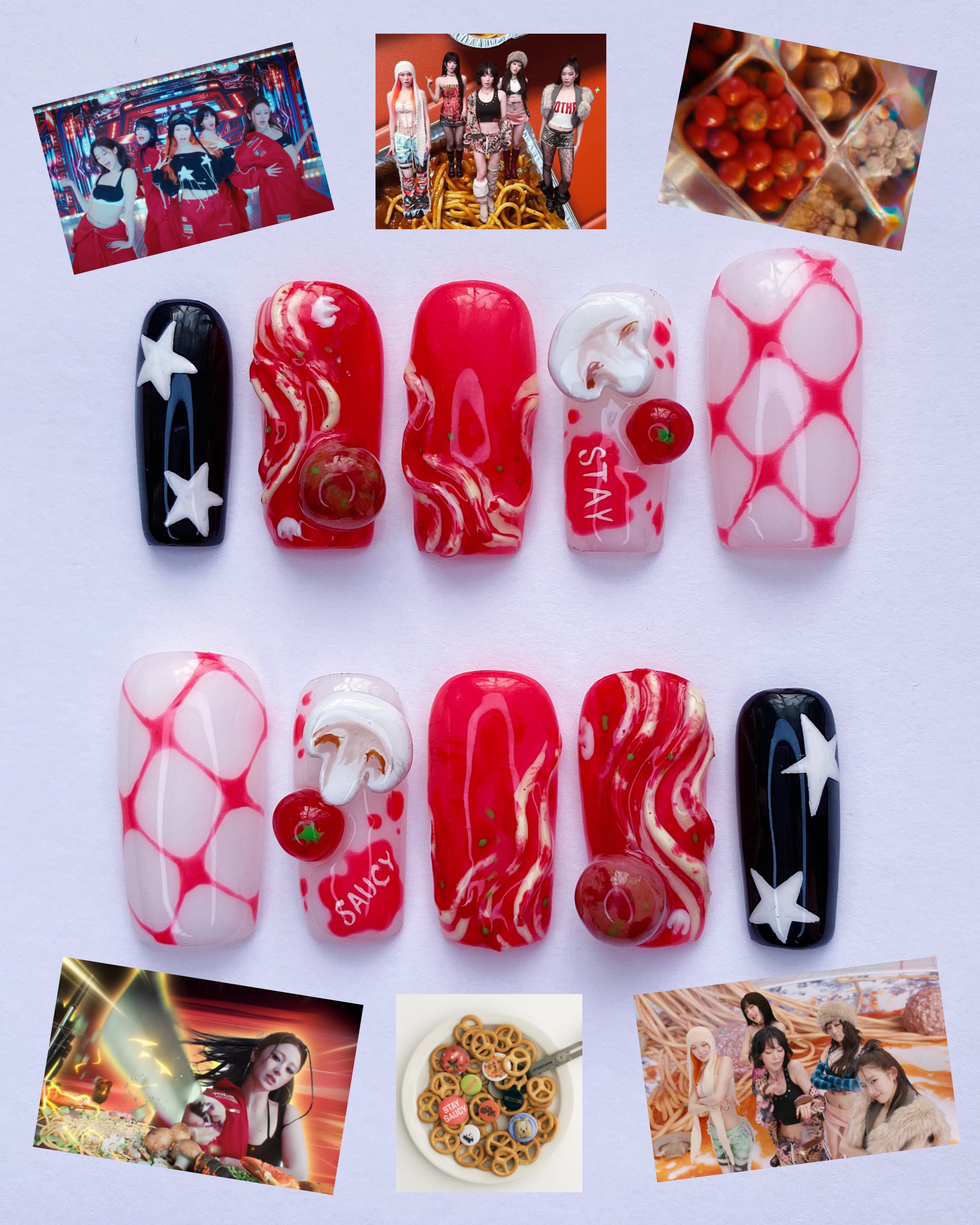 LE SSERAFIM Spaghetti press on nails