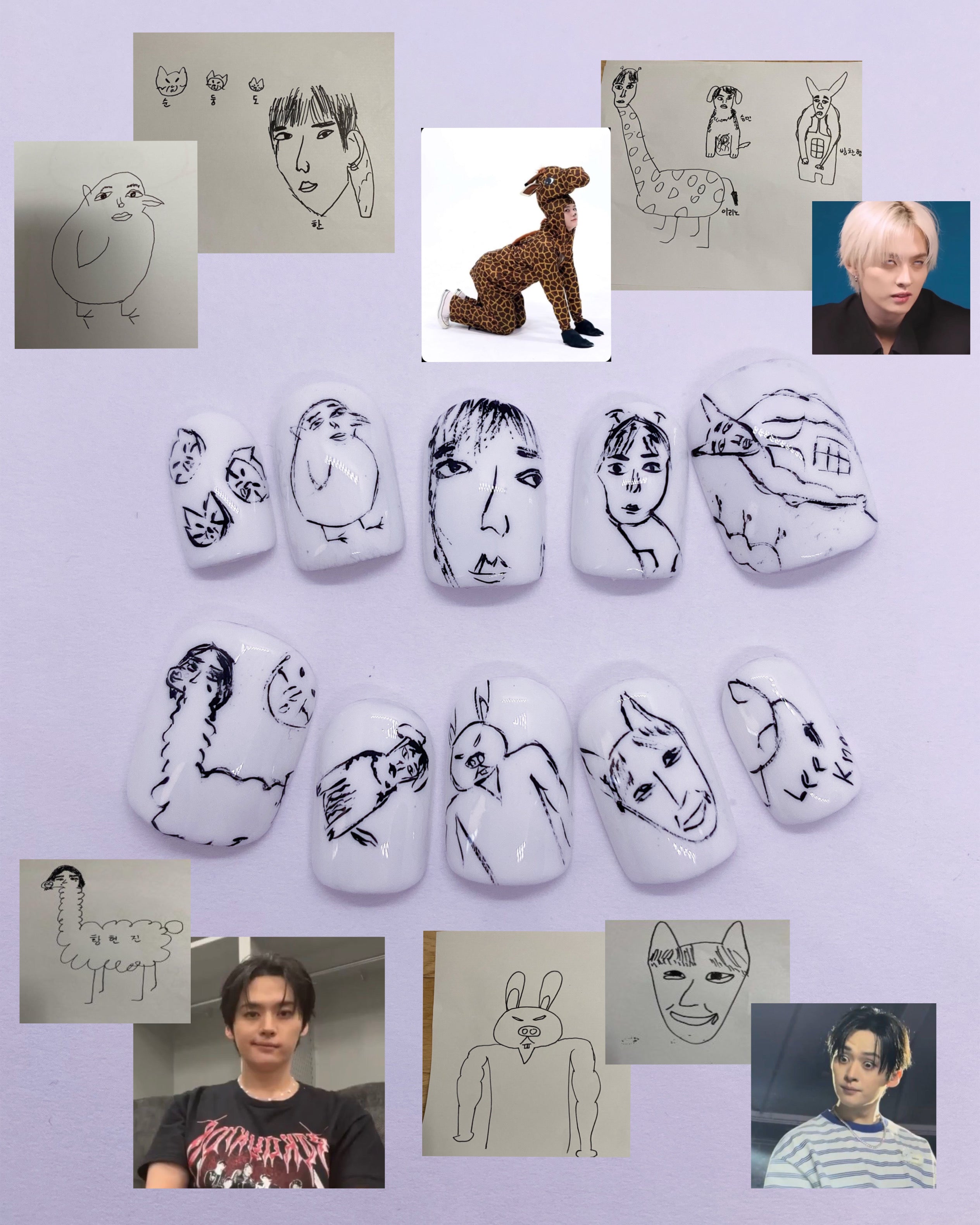 Lee Know’s art recreation press on nails