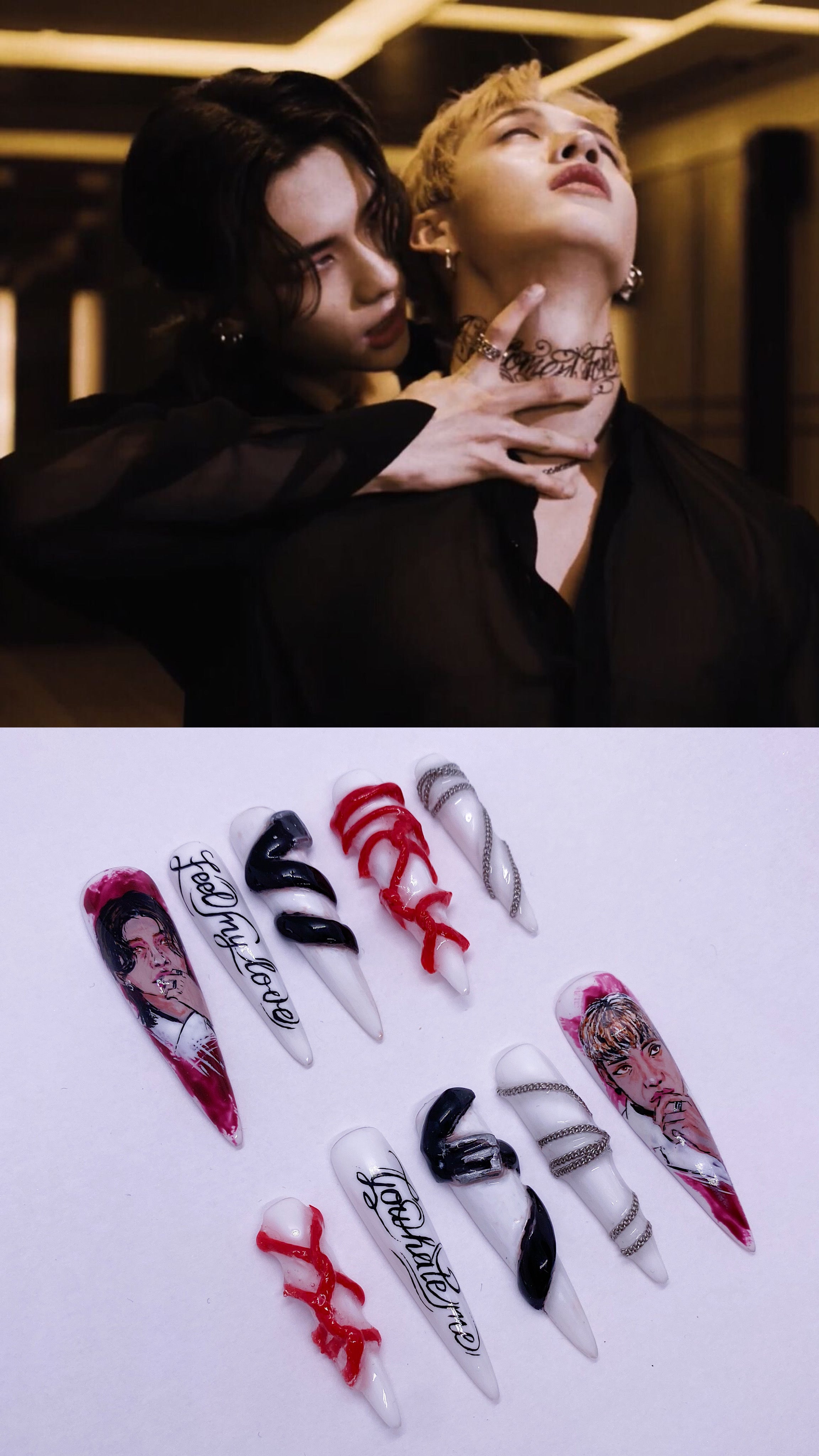 SKZ Red Light press on nails