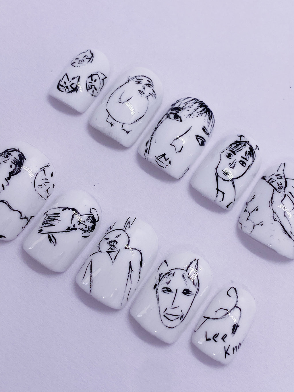 Lee Know’s art recreation press on nails