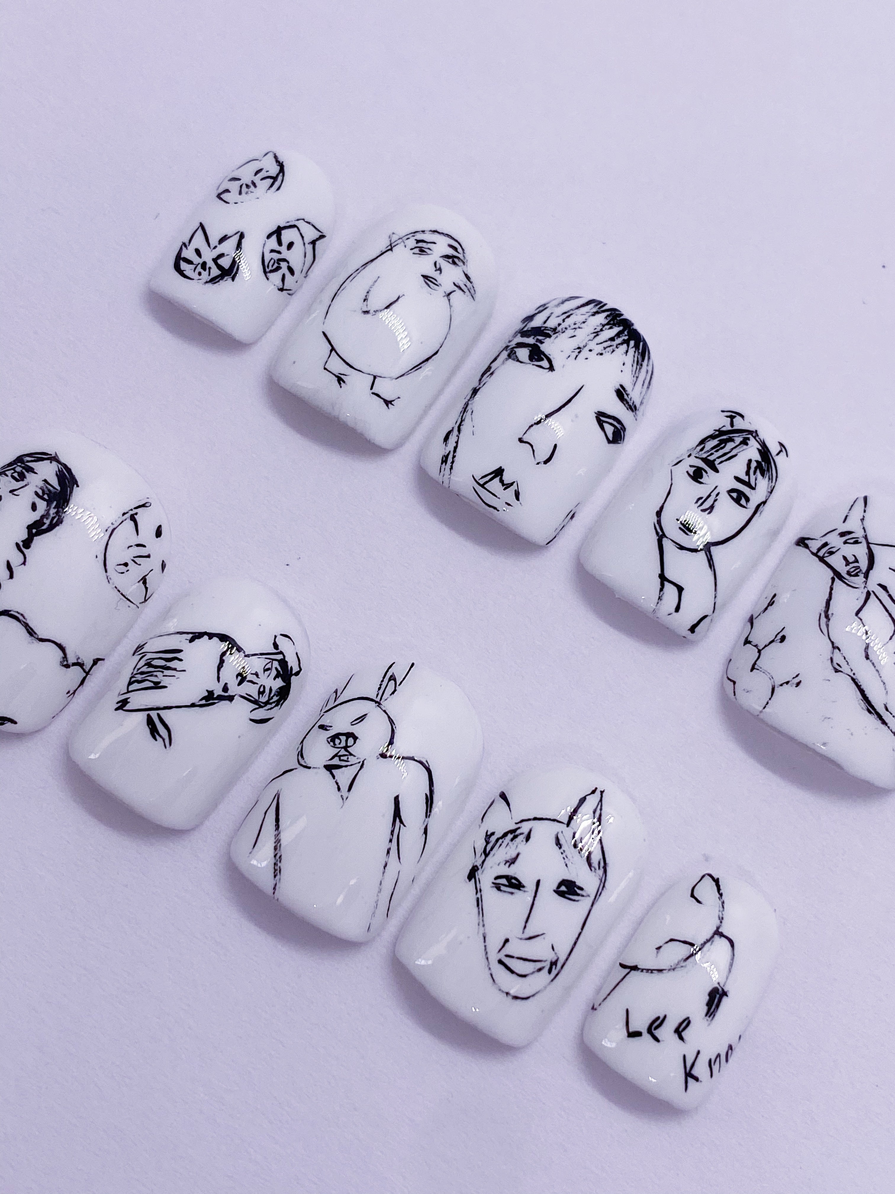 Lee Know’s art recreation press on nails