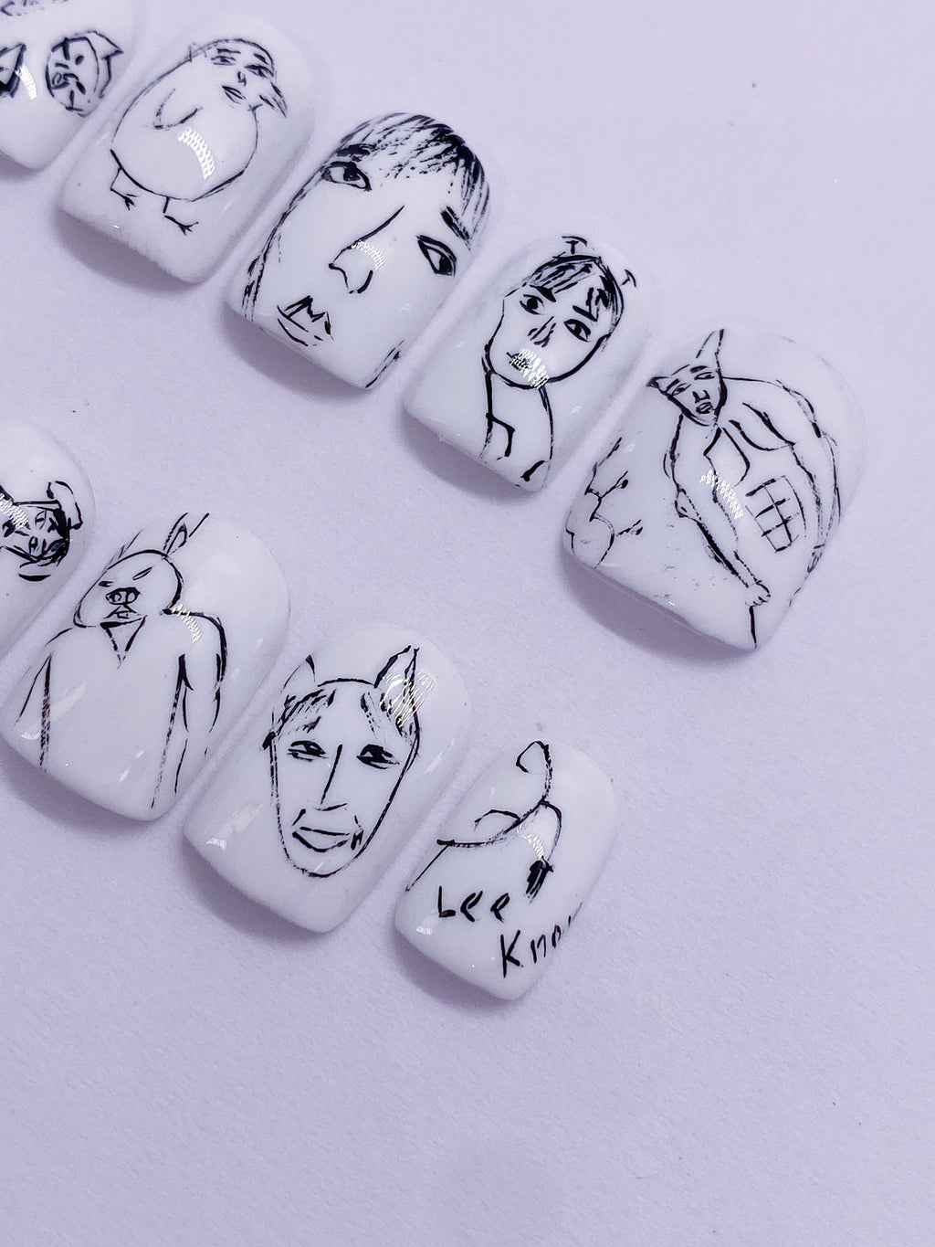Lee Know’s art recreation press on nails