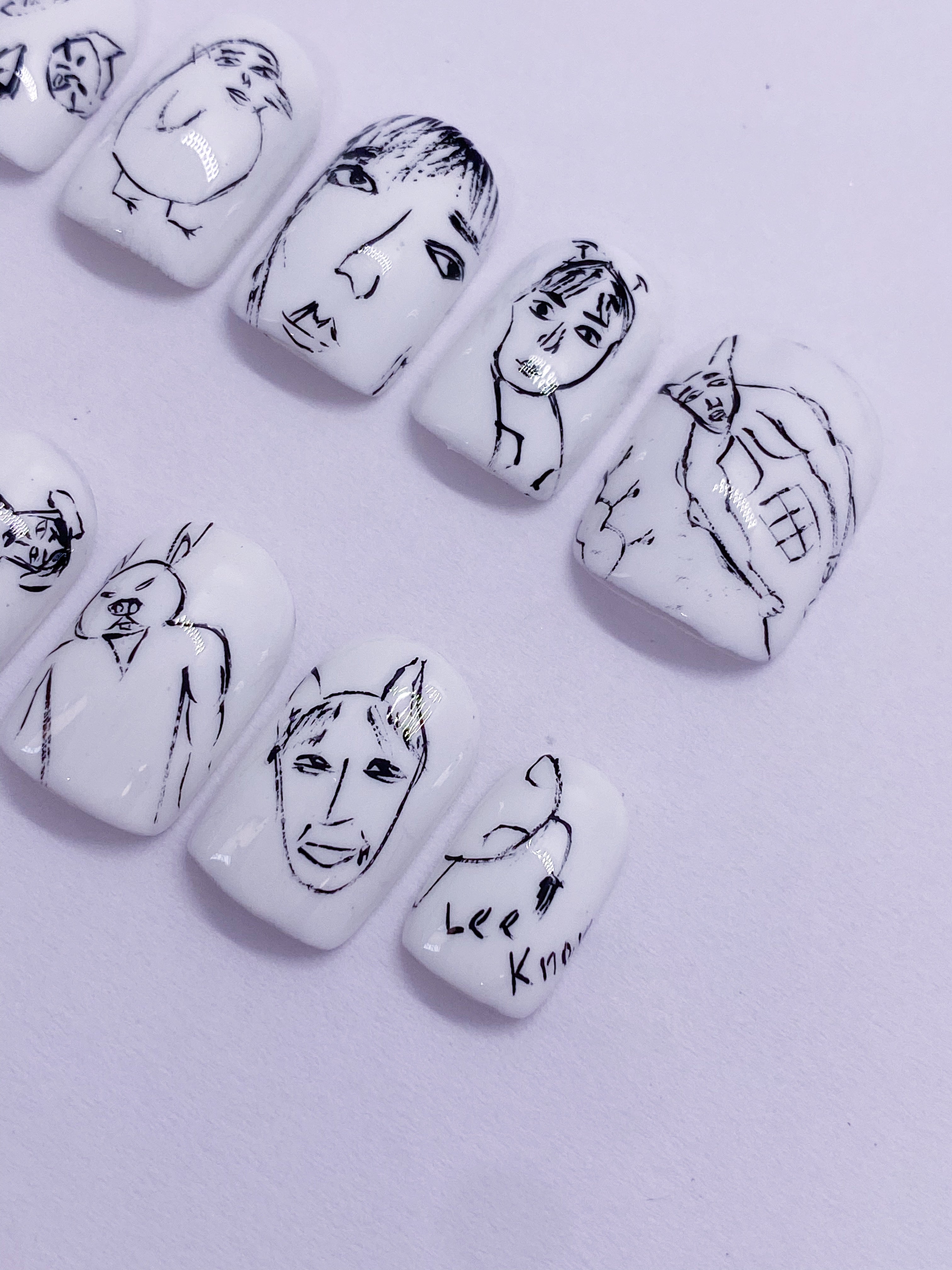 Lee Know’s art recreation press on nails