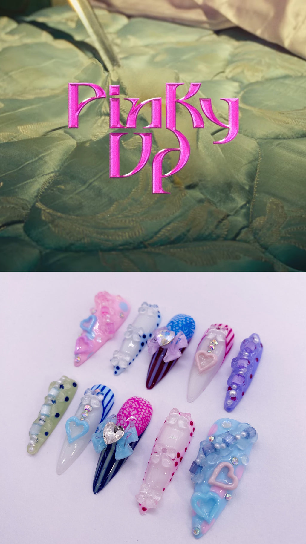 KATSEYE Pinky Up press on nails(Ready to claim)