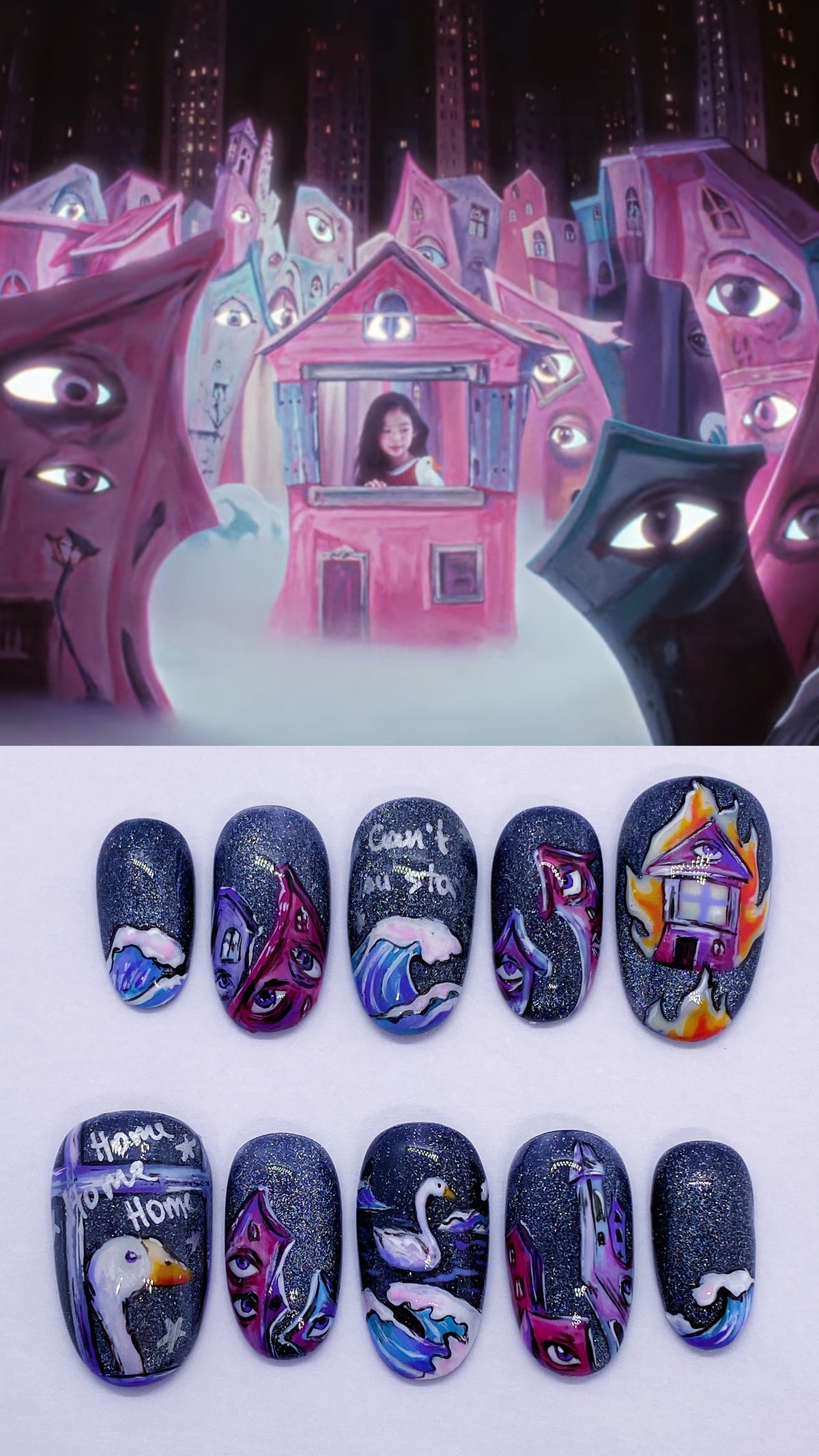 JENNIE Fallen Angel. Set 2 press on nails